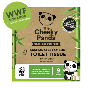 The Cheeky Panda Natural Bamboo Toilet Tissue  – 9 Rolls