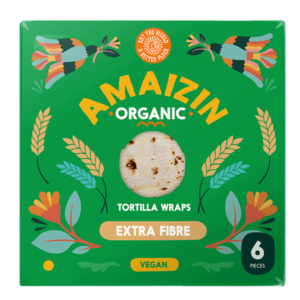 Amaizin Organic Extra Fibre Tortilla Wraps (6 wheat wraps)