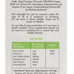 FOCUS Lion’s Mane Mushrooms with Ginseng + Omega-3 60 Capsules