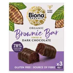ORGANIC BROWNIE BAR COATED IN DARK CHOCOLATE Biona